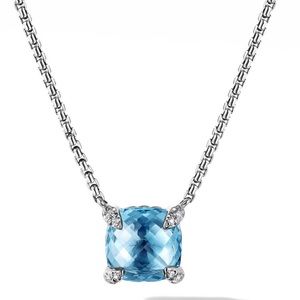 DAVID YURMAN chatelaine blue topaz pendant necklace with diamonds